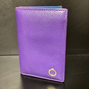 Bvlgari Made in Italy Leather Bi-fold Card Holder Wallet Purple